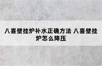 八喜壁挂炉补水正确方法 八喜壁挂炉怎么降压